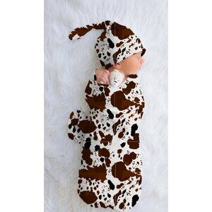 Cow Print Baby Boy & Girl Cute Swaddle Blanket Breathable, Soft 100% Polyester